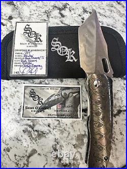 Sean O'Connell Knives JTT Custom Knife Folder Timascus Damascus