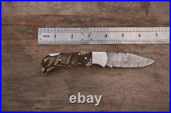 Set Of 20pcs Of Custom Pocket Knives, Ram Horn Handle With Leather Sheath