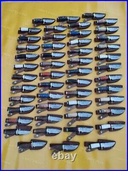 Set of 50 Custom Handmade Damascus Steel 6 Camping & Hunting Knives WithSheath US