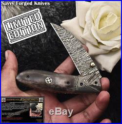 Sfk Cutlery Hand Made Damascus Pocket Folding Knife Liner Lock Fo-2035