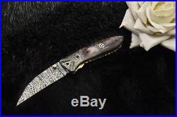Sfk Cutlery Hand Made Damascus Pocket Folding Knife Liner Lock Fo-2035