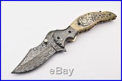 Sfk Cutlery Hand Made Damascus Pocket Folding Knife Liner Lock Fo-2081