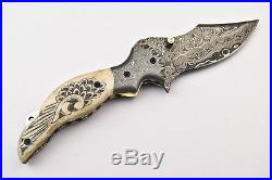 Sfk Cutlery Hand Made Damascus Pocket Folding Knife Liner Lock Fo-2081