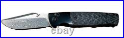Shikari SBL Button Lock K2027D1 Damascus Blade Black Stonewashed Titanium +Twill