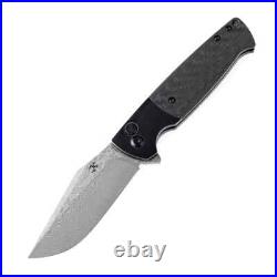 Shikari SBL Button Lock K2027D1 Damascus Blade Black Stonewashed Titanium +Twill