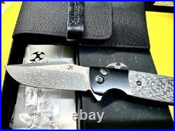Shikari SBL Button Lock K2027D1 Damascus Blade Black Stonewashed Titanium +Twill