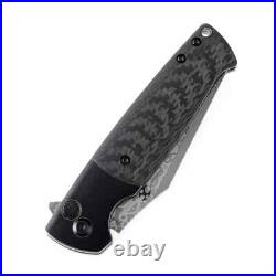 Shikari SBL Button Lock K2027D1 Damascus Blade Black Stonewashed Titanium +Twill