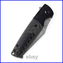Shikari SBL Button Lock K2027D1 Damascus Blade Black Stonewashed Titanium +Twill