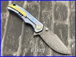 SixLeaf SL-90-Blue Folding Knife Damascus+VG10 Titanium Handle Camping Knife
