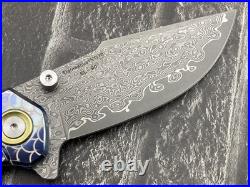 SixLeaf SL-90-Blue Folding Knife Damascus+VG10 Titanium Handle Camping Knife