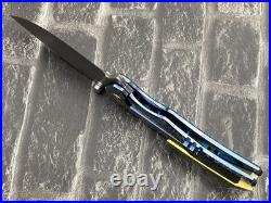SixLeaf SL-90-Blue Folding Knife Damascus+VG10 Titanium Handle Camping Knife