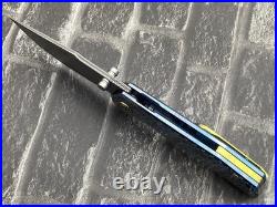 SixLeaf SL-90-Blue Folding Knife Damascus+VG10 Titanium Handle Camping Knife