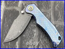 SixLeaf SL-90-Blue Folding Knife Damascus+VG10 Titanium Handle Camping Knife
