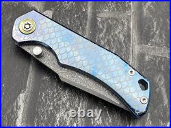 SixLeaf SL-90-Blue Folding Knife Damascus+VG10 Titanium Handle Camping Knife