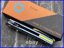 SixLeaf SL-90-Blue Folding Knife Damascus+VG10 Titanium Handle Camping Knife