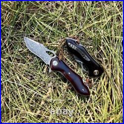 Small Pocket Folding Knife Blade Steel Damascus Collection Custom Edc