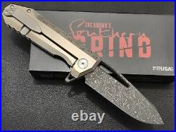 Southern Grind Penguin Framelock Titanium Folding Damascus Pocket Knife USA Made