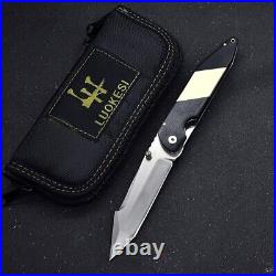 Spear Point Knife Folding Pocket Hunting Survival Tactical Damascus/S35VN Steel