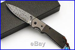 Special Custom Handmade Damascus Folding Knife and Carbon Fiber handle