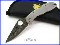 Spyderco C11TIPD Titanium Handle Delica 4 Straight Vg-10 Damascus Folding Knife