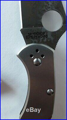 Spyderco C11tipd Delica Titanium Damascus Plain Edge Collectors Folding Knife