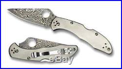 Spyderco Delica 4 C11TIPD Folding Knife 2-7/8 Damascus Blade, Titanium Dealer