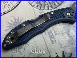 Spyderco Delica C11FPNBD FRN Damascus Folding Pocket EDC Knife BLUE DISCONTINUED