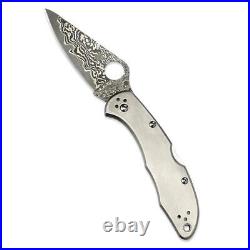 Spyderco Delica Titanium Damascus Plain Edge with Zippered Case C11TIPD