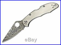 Spyderco Delica Titanium Damascus Plain Edge with Zippered Case NUMBERED C11TIPD