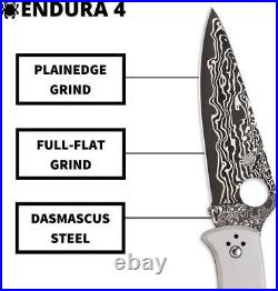 Spyderco Endura 4 Titanium Damascus 3.83 PlainEdge Folding Pocket Knife C10TIPD