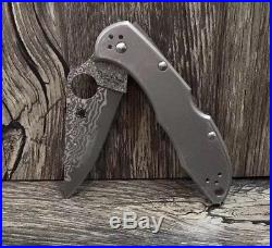 Spyderco Endura 4 Titanium/Damascus Folding Knife Plain Edge Blade NEW