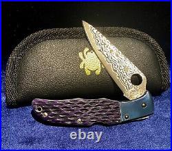 Spyderco Endura Blue Jigged Bone & Ti, VG10 Damascus 2010 Sprint Run