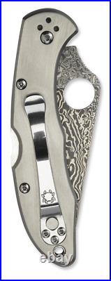Spyderco Knife Delica 4 Lockback Titanium Handle Damascus Pocket Knives C11TIPD