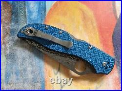 Spyderco Stretch 2XL, DPS15 Damascus/VG-10 Plain Blade, Blue Nishijin Handle