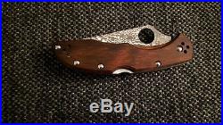 Spyderco delica mahogany pakkawood handles damascus blade folding knife