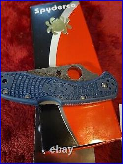 Spyderco knife Seki Japan Delica 4 Dk Blue Damascus Exculisive Gents folding loc