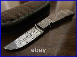 Steve Hostetler Custom Folding Knife Damascus Blade Mammoth Handle