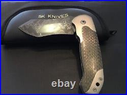 Steven Kelly Custom Damascus Collision Flipper Folder Folding Knife