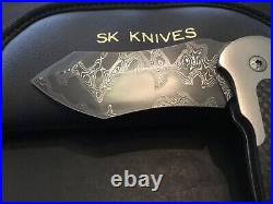 Steven Kelly Custom Damascus Collision Flipper Folder Folding Knife