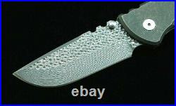 Straightback Folding Knife Pocket Hunting Combat Damascus Steel Titanium Handle