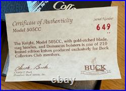 Stunning Buck 505 Knight Bcci Club Stag Damascus Knife Never Used In Box N21