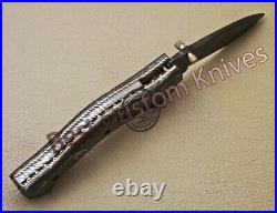 Stunning Custom Hand Made Damascus Steel Blade, Pocket Folding Knife-liner Lock
