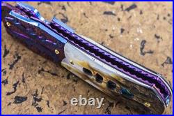 Suchat Custom Folding Knife Damascus Black Pearl Abalone 6AL4V Titanium Anodized