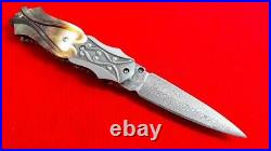 Suchat Custom Knives Damascus Steel Folding Knife