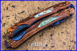 Suchat Jangtanong Custom Folding Color Damascus Balisong Butterfly Knife Abalone