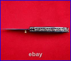 Suchat Jangtanong Custom Folding Knife Damascus Steel Black Pearl Craft Titanium
