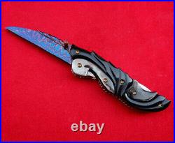 Suchat Jangtanong Custom Folding Knife Damascus Steel Swan Buffalo horn Pearl