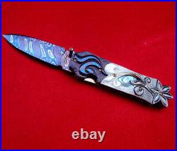 Suchat Jangtanong Custom Folding Knife Mosaic Damascus Steel Abalone carve Pearl