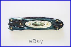Suchat Jangtanong Custom Handmade Folding Art Knife Blued Damascus Pearl