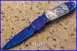 Suchat Jangtanong Custom Handmade Folding Knife Damascus Black Mother of Pearl